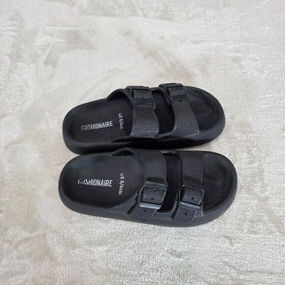 Cushionaire Women's Fame Recovery Cloud Slide w/+Comfort Size 6 Black Dbl Strap - Picture 3 of 6